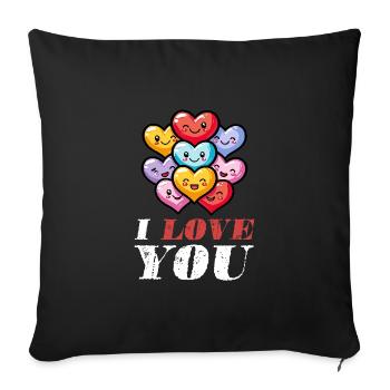 I love you heart - Sofa pillowcase 17,3'' x 17,3'' (45 x 45 cm) - black - Front
