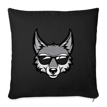 Loup de dessin animé cool avec des lunettes de soleil - Housse de coussin décorative 45 x 45 cm - noir - Devant