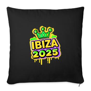 Ibiza 2025 - Sofa pillowcase 17,3'' x 17,3'' (45 x 45 cm) - black - Front