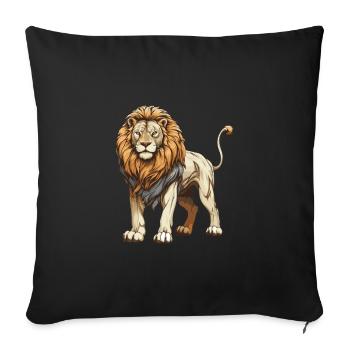 Löwe Tier - Sofakissenbezug 45 x 45 cm - Schwarz - Vorne
