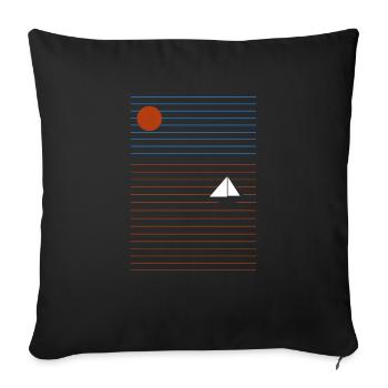 Minimalismus Abendrot am Meer mit Segelschiff - Sofakissenbezug 45 x 45 cm - Schwarz - Vorne