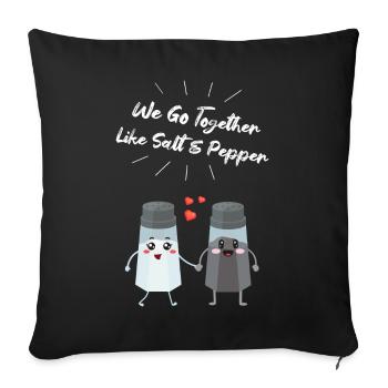 Salt and pepper shaker pair gift for chefs - Sofa pillowcase 17,3'' x 17,3'' (45 x 45 cm) - black - Front