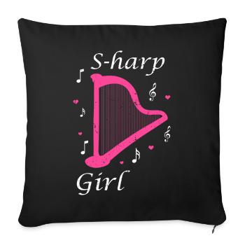 Conception de harpe pour harpiste et joueur de harpe - Housse de coussin décorative 45 x 45 cm - noir - Devant