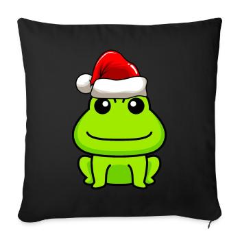 Grenouille Comic Noël - Housse de coussin décorative 45 x 45 cm - noir - Devant