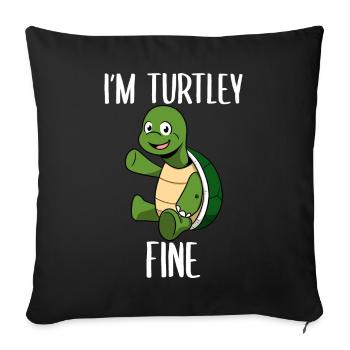 Je suis Turtley Amoureux des tortues fines - Housse de coussin décorative 45 x 45 cm - noir - Devant