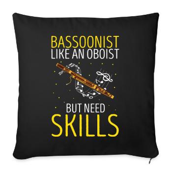 Basson pour basson anches et bassoniste - Housse de coussin décorative 45 x 45 cm - noir - Devant
