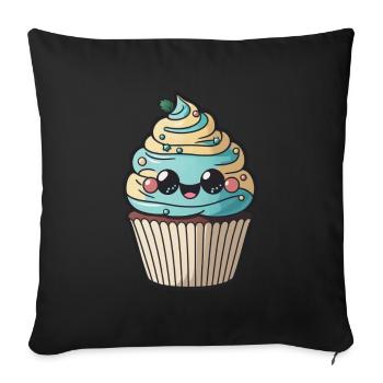 Cute Cupcake Muffin - Sofa pillowcase 17,3'' x 17,3'' (45 x 45 cm) - black - Front