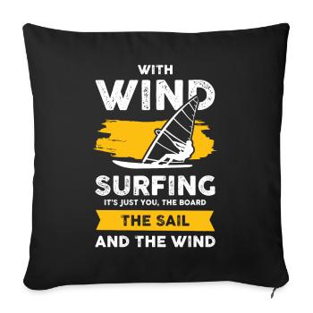 Windsurfing Surfer - Sofa pillowcase 17,3'' x 17,3'' (45 x 45 cm) - black - Front