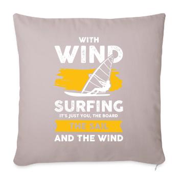 Planche à voile Surfer - Housse de coussin décorative 45 x 45 cm - taupe clair - Devant