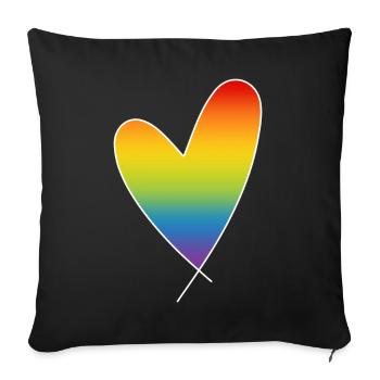 Rainbow Heart Rainbow Colors CSD Pride Month - Sofa pillowcase 17,3'' x 17,3'' (45 x 45 cm) - black - Front