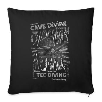 TEC Tauchen, Höhlentauchen Begriffe Kreide - Sofakissenbezug 45 x 45 cm - Schwarz - Vorne