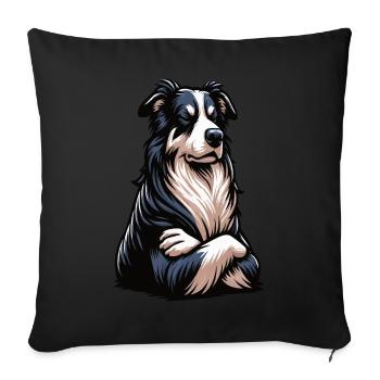 Border Collie Chien de berger Border Collies Chien Collie - Housse de coussin décorative 45 x 45 cm - noir - Devant