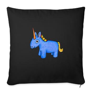 Dessin de câlin de licorne - Housse de coussin décorative 45 x 45 cm - noir - Devant