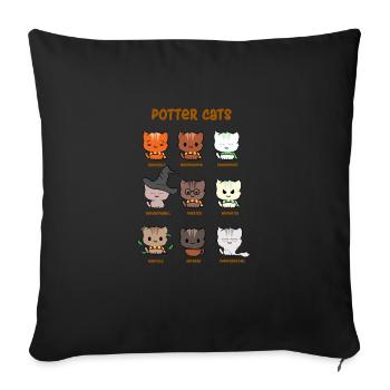 Funny Potter Cats Cute Hairy Pawter Kitten T-Shirt - Sofa pillowcase 17,3'' x 17,3'' (45 x 45 cm) - black - Front
