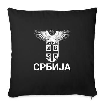 Armoiries de l’aigle cyrillique Serbia armoiries Yougoslavie - Housse de coussin décorative 45 x 45 cm - noir - Devant