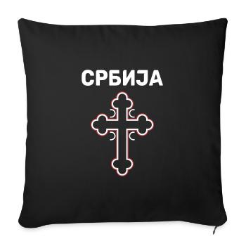 kyrillisch Kreuz Serbia Wappen Jugoslawien - Sofakissenbezug 45 x 45 cm - Schwarz - Vorne