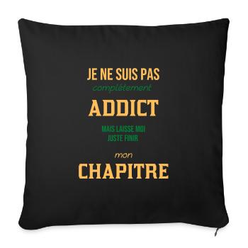 Addict livres lecture - Housse de coussin décorative 45 x 45 cm - noir - Devant