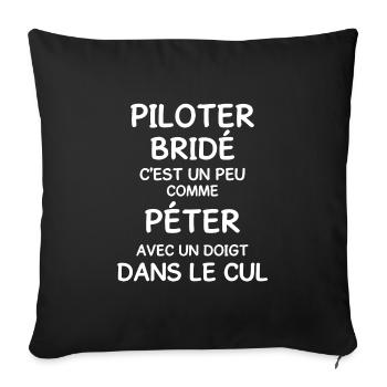 Pilote moto bridé humour - Housse de coussin décorative 45 x 45 cm - noir - Devant