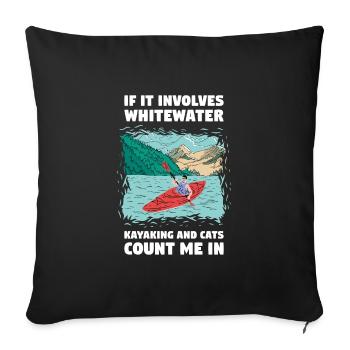 S’il s’agit de kayak en eau vive et de chats - Housse de coussin décorative 45 x 45 cm - noir - Devant