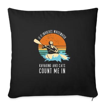 S’il s’agit de kayak en eau vive et de chats - Housse de coussin décorative 45 x 45 cm - noir - Devant