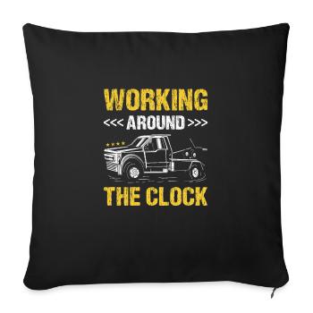 Travailler jour et nuit Opérateur de dépanneuse - Housse de coussin décorative 45 x 45 cm - noir - Devant