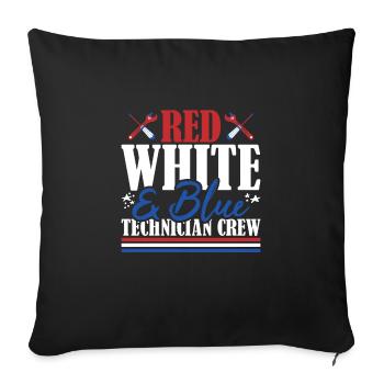 Veteran US Flag Red White & Blue Technician Crew - Sofa pillowcase 17,3'' x 17,3'' (45 x 45 cm) - black - Front