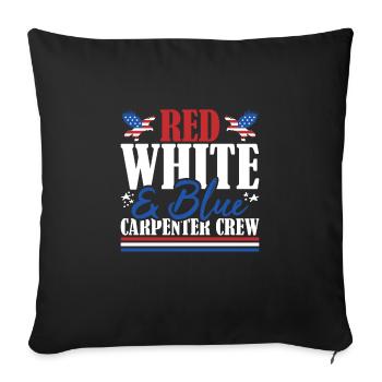 Veteran US Flag Red White & Blue Carpenter Crew - Sofa pillowcase 17,3'' x 17,3'' (45 x 45 cm) - black - Front