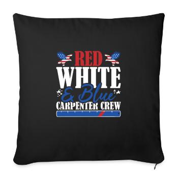 Veteran US Flag Red White & Blue Carpenter Crew - Sofa pillowcase 17,3'' x 17,3'' (45 x 45 cm) - black - Front