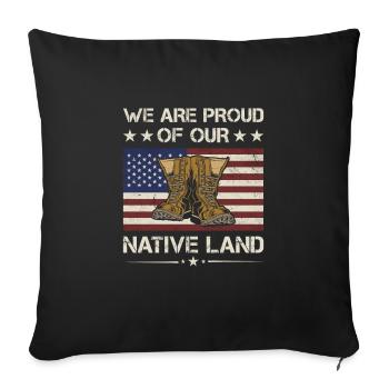 L’Amérique fière de notre vétéran de l’armée de terre autochtone - Housse de coussin décorative 45 x 45 cm - noir - Devant