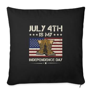 July 4th Is My Independence Day Army Veteran - Sofa pillowcase 17,3'' x 17,3'' (45 x 45 cm) - black - Front