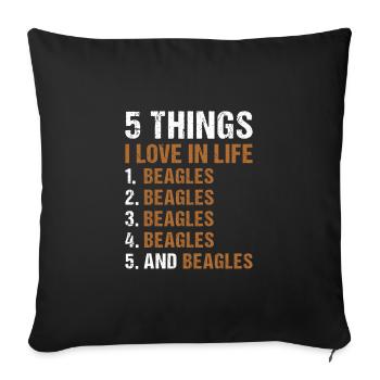 5 choses que j’aime dans la vie Beagle - Housse de coussin décorative 45 x 45 cm - noir - Devant