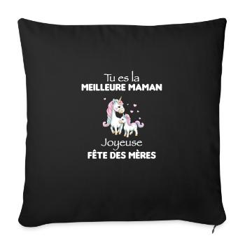 Je t'aime maman licorne - Housse de coussin décorative 45 x 45 cm - noir - Devant