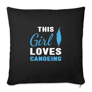 Canoéiste Cette fille adore le canoë - Housse de coussin décorative 45 x 45 cm - noir - Devant