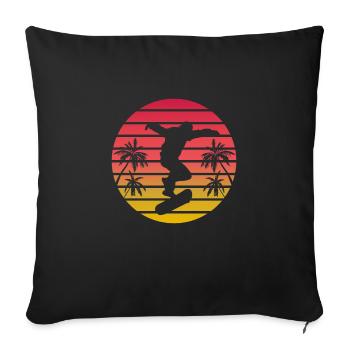 Skater Boy Skateboard Skateboarder Vintage Sunset - Sofa pillowcase 17,3'' x 17,3'' (45 x 45 cm) - black - Front