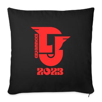 Logo rétro grand rouge 2026 - Housse de coussin décorative 45 x 45 cm - noir - Devant