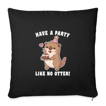 Loutre mignonne avec gâteau Faites la fête comme aucune loutre - Housse de coussin décorative 45 x 45 cm - noir - Devant