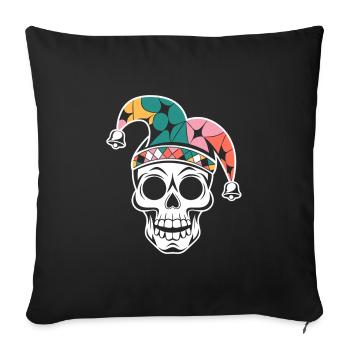 Drôle de crâne avec bonnet de fou - Housse de coussin décorative 45 x 45 cm - noir - Devant
