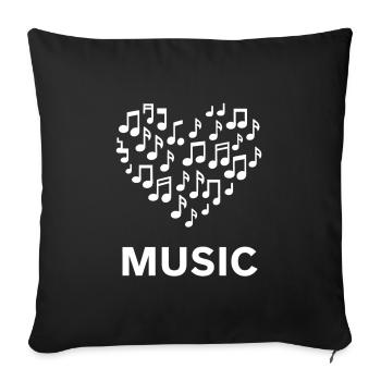 Heart and music make music with heart - Sofa pillowcase 17,3'' x 17,3'' (45 x 45 cm) - black - Front