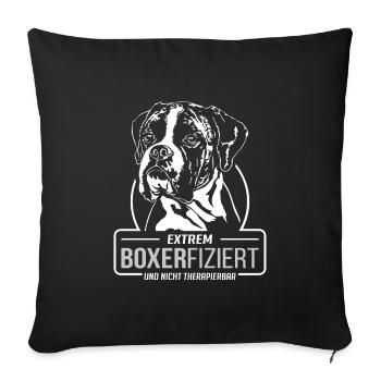 BOXERFIZIERT Boxer Hunde Spruch Hund Wilsigns - Sofakissenbezug 45 x 45 cm - Schwarz - Vorne