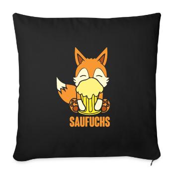Fuchs Saufuchs Biertrinker Saufen Bier - Sofakissenbezug 45 x 45 cm - Schwarz - Vorne