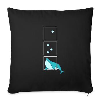 baleine biologiste marin océan océan aqua - Housse de coussin décorative 45 x 45 cm - noir - Devant