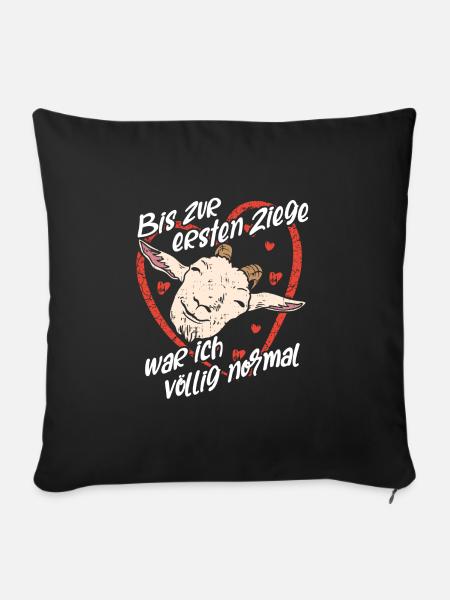Ziegenportrait und Ziegenspruch - Sofakissenbezug 45 x 45 cm - Schwarz