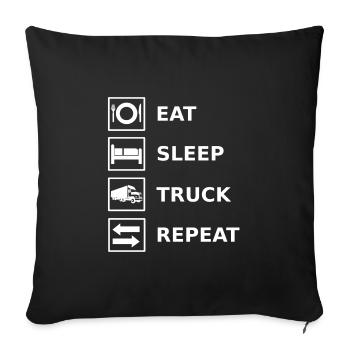 Eat Sleep Truck Repeat Trucker Truck Driver - Sofa pillowcase 17,3'' x 17,3'' (45 x 45 cm) - black - Front