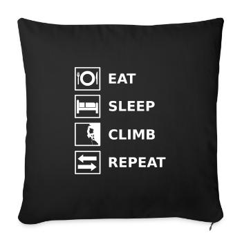 Eat Sleep Climb Répéter Escalade Escalade - Housse de coussin décorative 45 x 45 cm - noir - Devant