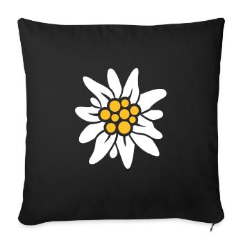EDELWEISS ALPENBLUME, BERGSTEIGEN WANDERN - Sofakissenbezug 45 x 45 cm - Schwarz - Vorne