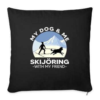 Skijoring Hundesport Zughund Skijoering - Housse de coussin décorative 45 x 45 cm - noir - Devant