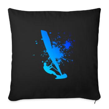 Surfing Men's Surfer Women Windsurfer Windsurf - Sofa pillowcase 17,3'' x 17,3'' (45 x 45 cm) - black - Front