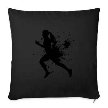 Jogging Féminin Course Course Fitness Running - Housse de coussin décorative 45 x 45 cm - noir - Devant