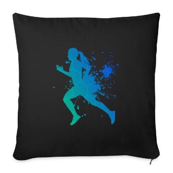 Course de fitness féminine Course à pied Cross Country - Housse de coussin décorative 45 x 45 cm - noir - Devant