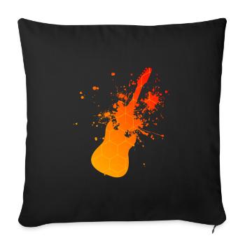 Femme Guitariste Guitare - Housse de coussin décorative 45 x 45 cm - noir - Devant